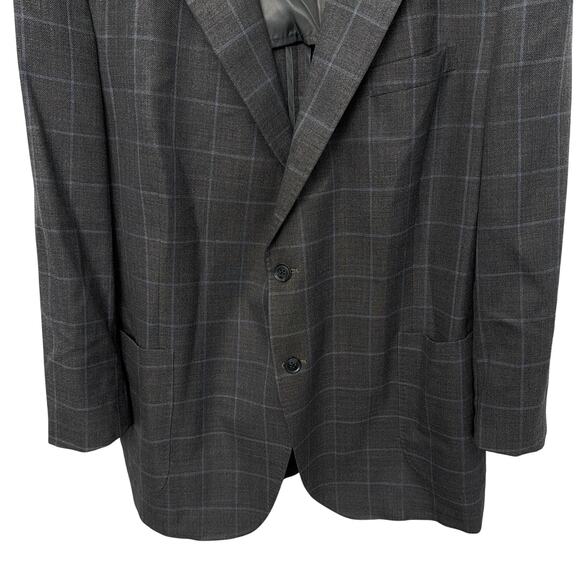 Peter Millar Blazer 50T Wool Unstructured Windowpane Gray Blue Sport Coat - Picture 7 of 12